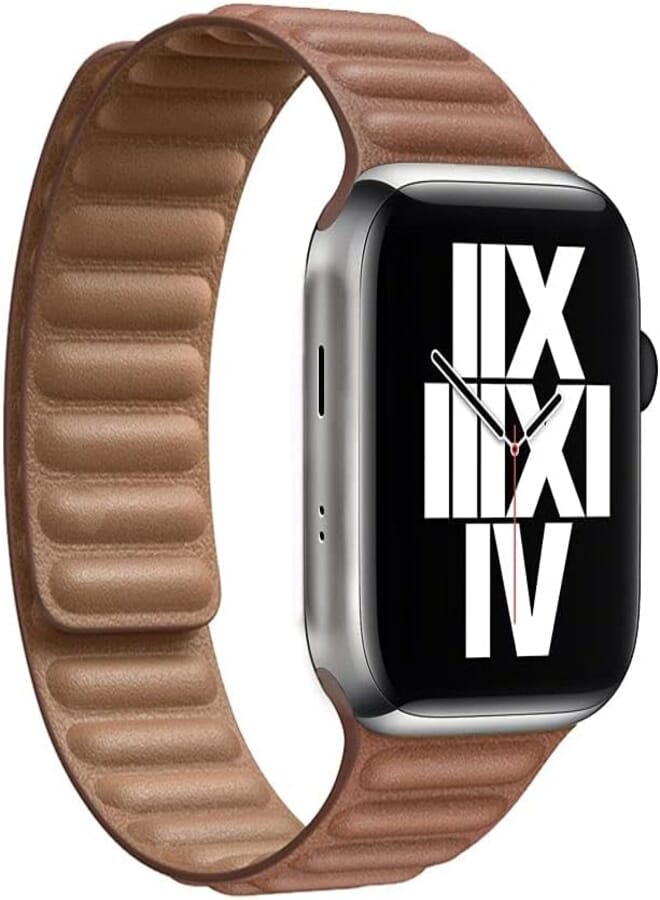 UCHUANG Compatible with Apple Watch Band 49mm 45mm 44mm 42mm, Genuine Leather Watch Strap Replacement for Apple Watch Ultra Series 8/7/6/5/4/SE/3/2/1 iWatch (Brown), 42mm/44mm/45mm/49mm